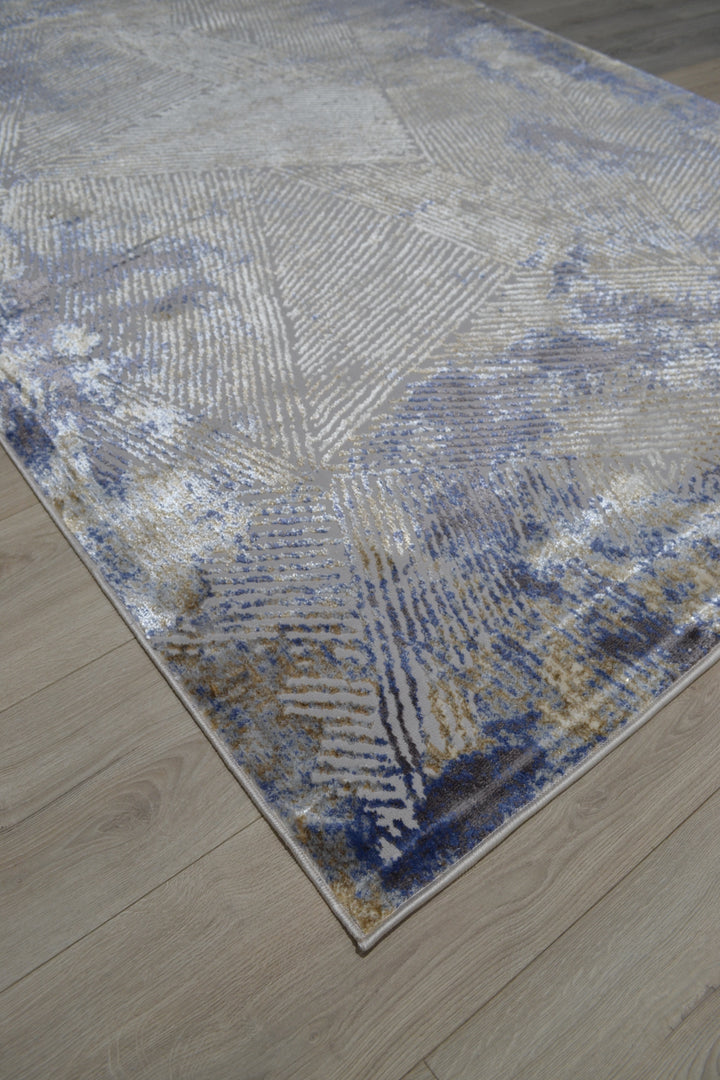 Elegant Blue Beige Rug Silky 616A