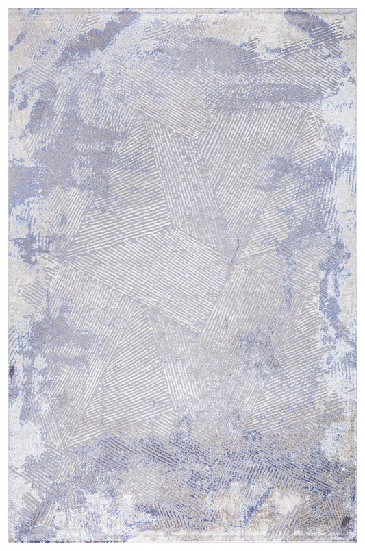 Elegant Blue Beige Rug Silky 616A
